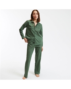 Пижама из ткани расшитой гладью зеленый La redoute collections