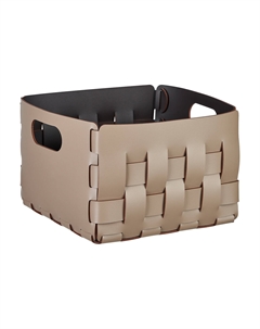 Корзина для одежды игрушек пледов из натуральной кожи 25 x 25 x H 20 см каштановый Laredoute