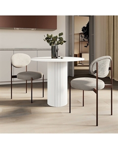 Круглый стол из дерева и металла на 34 персоны белый Laredoute