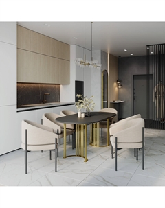 Стол обеденный с металлическим подстольем черный So'home