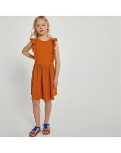 Платье короткое с воланами каштановый La redoute collections