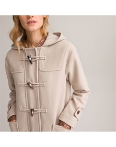 Пальто дафлкот из смесовой шерстяной ткани бежевый Laredoute