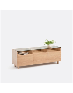 Тумба под телевизор из дуба и стекла Walor каштановый La redoute interieurs