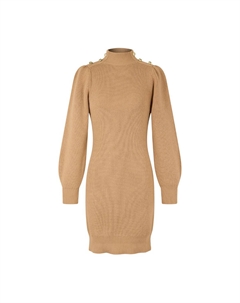 Платье трикотажное с напускными рукавами оригинальные пуговицы бежевый Laredoute