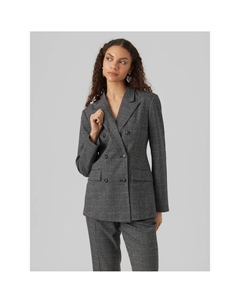 Блейзер в клетку с двубортной застежкой серый Laredoute