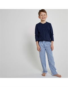 Пижама из хлопка низ в клетку синий La redoute collections