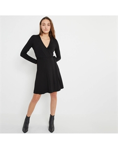 Платье с запахом короткое из трикотажа джерси черный La redoute collections
