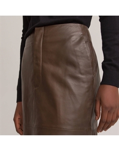 Юбка-карандаш из кожи длина миди каштановый Laredoute