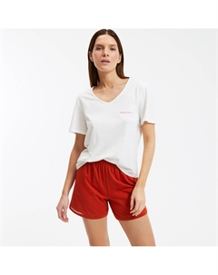 Пижама с шортами из хлопка каштановый La redoute collections