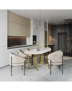 Стол обеденный с металлическим подстольем золотистый So'home