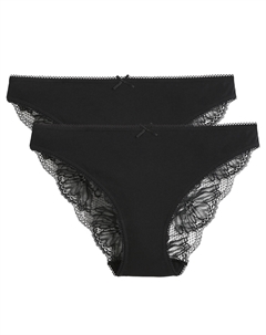 Набор из двух трусов-слипов из кружева черный La redoute collections