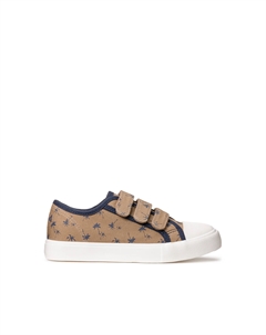 Кеды на липучке принт пальмы каштановый Laredoute