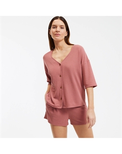 Пижама с шортами из рифленого трикотажа джерси розовый La redoute collections