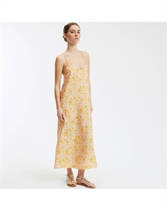 Платье длинное на тонких бретелях с цветочным принтом желтый La redoute collections