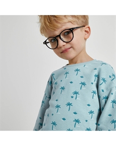 Свитшот с круглым вырезом из мольтона гавайский принт синий Laredoute