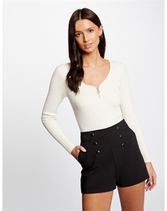 Пуловер рифленый с длинными рукавами вставка на молнии белый Morgan