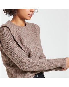 Пуловер короткий вставки на плечах каштановый Vero moda