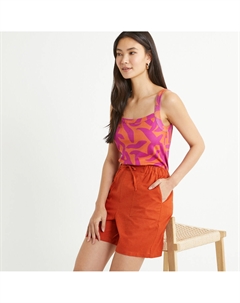 Топ с принтом квадратным вырезом на тонких бретелях оранжевый Laredoute