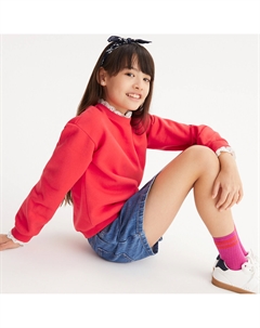 Свитшот из мольтона вставки из английской вышивки оранжевый La redoute collections