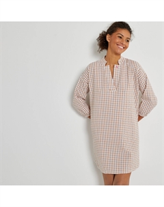 Ночная рубашка с принтом в клетку виши бежевый Laredoute