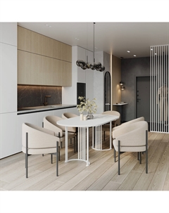 Стол овальный обеденный с металлическим подстольем белый So'home