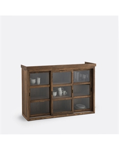 Посудный шкаф с 3 стеклянными дверцами массив сосны МДФ Lunja бежевый La redoute interieurs