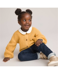 Джемпер с круглым вырезом из плотного трикотажа на пуговицах желтый Laredoute