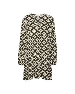 Платье короткое с принтом и V-образным вырезом черный Vero moda