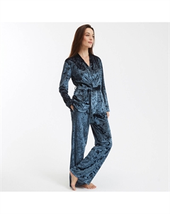 Пижама в форме кимоно из панбархата синий La redoute collections