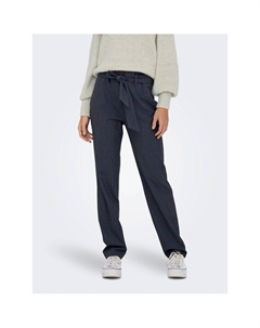 Брюки-дудочки высокая посадка пояс с завязками синий Only