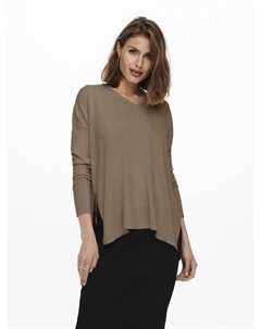 Пуловер с V-образным вырезом каштановый Only