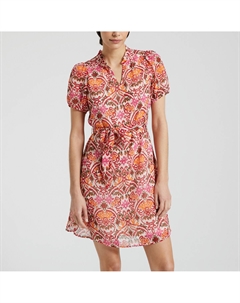 Платье короткое с принтом с завязками красный Only