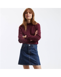 Свитер с длинными рукавами и рюшами с воротником-стойкой из хлопка красный La redoute collections