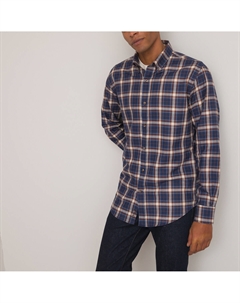 Рубашка прямая в клетку американский воротник синий Laredoute