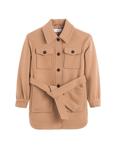 Рубашка верхняя на пуговицах из смешанной шерсти каштановый Laredoute