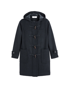 Пальто дафлкот из смесовой шерстяной ткани синий La redoute collections