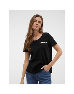 Футболка с принтом сердечки черный Vero moda