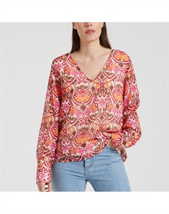 Блузка с принтом и V-образным вырезом красный Only