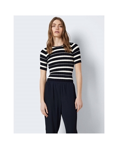 Пуловер в полоску с короткими рукавами черный Laredoute