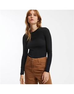 Лонгслив с кружевными деталями черный Laredoute