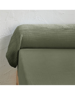Наволочка на подушку-валик однотонная из газовой хб ткани Kumla зеленый Laredoute