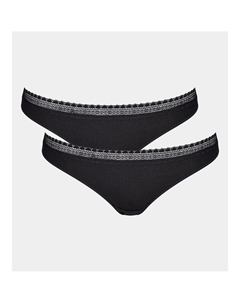 Комплект из трех трусов-слипов танга Go Ribbed черный Sloggi