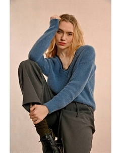 Пуловер с V-образным вырезом синий Laredoute