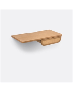 Тумба прикроватная настенная из шпона дуба и ротанга с одним ящиком Ajory бежевый La redoute interieurs