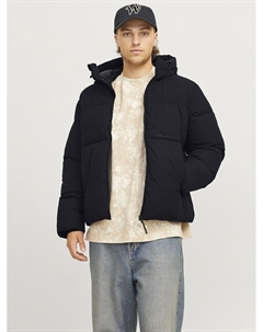 Куртка стеганая с капюшоном черный Jack & jones
