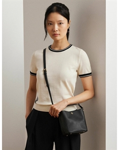 Маленькая кожаная сумка-ведро с плечевым ремнем REESE черный Laredoute