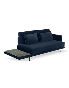 Кушетка из рогожки со столешницей из мрамора синий Laredoute