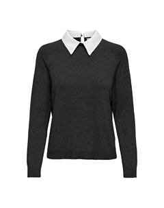 Джемпер из тонкого трикотажа с рубашечным воротником черный Laredoute