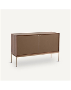 Шкаф для посуды XS из орехового деревакожи Delina каштановый Laredoute