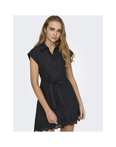 Платье-рубашка короткое с завязками черный Only